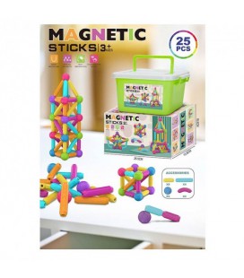 Магнітний конструктор Magnetic 25дет палички та кульки великі у валізі