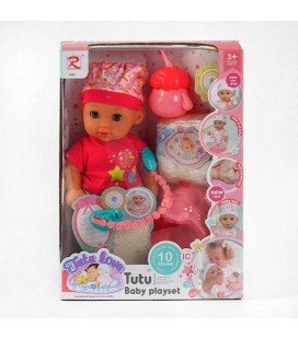 Пупс 9565 (24) 'Tutu Baby playset', музичний чіп, характерні звуки та фрази, заплющує очі, аксесуари, в коробці