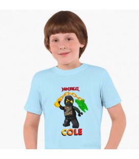 Дитяча футболка Лего Ніндзяго Коул (LEGO Ninjago Masters of Spinjitzu Cole) (25186-2640) 134-140 см Бавовна Блакитний