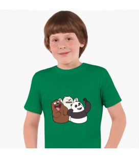 Дитяча футболка Вся правда про ведмедів (We Bare Bears) (25186-2665) 146-152 см Бавовна Зелений