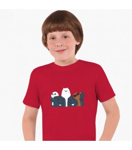 Детская футболка для мальчиков Вся правда о медведях (We Bare Bears) (25186-2895-2) 104-110 см Хлопок Красный