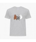 Дитяча футболка Три ведмедя (We Bare Bears) (25186-2891-45) 122-128 см Бавовна Сірий