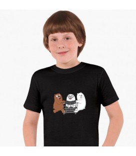 Дитяча футболка для хлопчиків Вся правда про ведмедів (We Bare Bears) (25186-2891-8) 104-110 см Бавовна Чорна