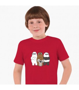 Дитяча футболка Вся правда про ведмедів (We Bare Bears) (25186-2892) 134-140 см Бавовна Червоний
