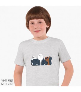 Дитяча футболка Вся правда про ведмедів (We Bare Bears) (25186-2895) 146-152 см Бавовна Сірий