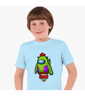 Детская футболка для мальчиков Бравл Старс Спайк (Brawl Stars Spike) (25186-2590-31) 88-104 см Хлопок Голубой