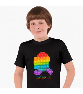 Дитяча футболка для хлопчиків Амонг Ас Поп Іт (Amons Us Pop It Bubble Dimbl) (25186-3280-10) 134-140 см Бавовна Чорний