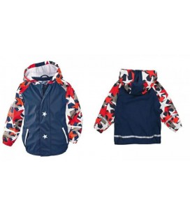 Дитяча куртка дощовик для хлопчиків Lupilu Грязепруф без утеплювача 110-116 см Синя з червоними зірками