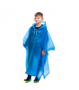 Дощовик дитячий для хлопчика Пончо багаторазовий (зростання 120-160) Синій C-1020