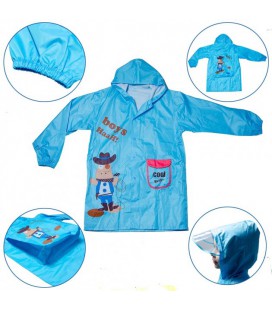 Дощовик дитячий з місцем під рюкзак, Плащ від дощу для хлопчика Minshen Ковбой (8-10 років) Блакитний L
