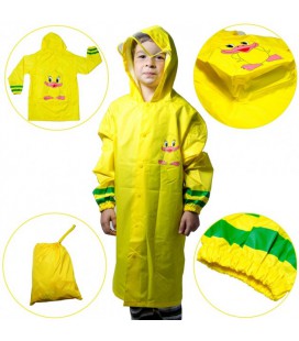 Дощовик дитячий з місцем під рюкзак, Плащ від дощу для хлопчика Minshen Каченя (10-12 років) Жовтий XL