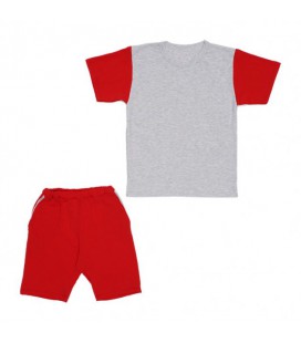 Костюм Sofushka (футболка+шорти) сірий з червоним 158