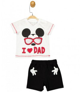 Костюм (футболка, шорти) 'Mickey Mouse 9-12 міс, 74-80 см, біло-чорний'. Виробник - Disney (MC17260)