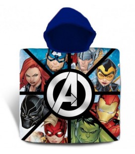 Дитячий рушник пончо Marvel Avengers Асамблея героїв Марвел 60х120 см з капюшоном для хлопчика 3-7 років