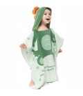 Дитячий рушник Пончо – Пляжний рушник з капюшоном Діно М (1-6 років) Махра Бавовна для Хлопчиків Зелений