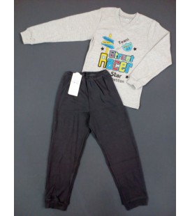 Піжама дитяча для хлопчика з інтерлоку Gabbi PGM-19-3 128см сіра з темно-сірим 11878