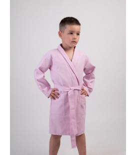 Дитячий вафельний халат Luxyart Kids Robe для хлопчиків 4-7 років 30-32 (104-125 см) 100% бавовна Рожевий (LM-189)