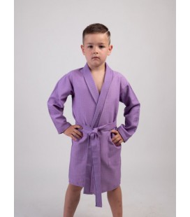 Дитячий вафельний халат Luxyart Kids Robe для хлопчиків 4-7 років 30-32 (104-125 см) 100% бавовна Бузковий (LM-194)