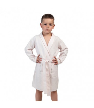 Дитячий вафельний халат Luxyart Kids Robe для хлопчиків 4-7 років 30-32 (104-125 см) 100% бавовна Рожевий (LM-187)