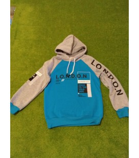 Кофта Худі для хлопчика Maccaboy London 158 см з капюшоном з начосом блакитний сірий