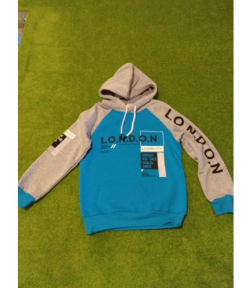 Кофта Худі для хлопчика Maccaboy London 158 см з капюшоном з начосом блакитний сірий