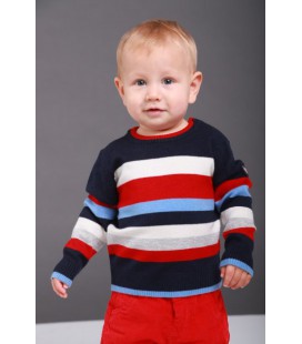 Дитячий светр для хлопчика Krytik Італія 84185 / kn / 00a темно-синій, смужки червона, біла, блакитна 80