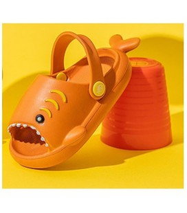Дитячі сабо з відкритим носком та заднім поворотним ремінцем риба Піранья унісекс S&T помаранчеві р.24-25 (15 см )