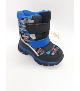 Зимові чобітки на хлопчика Tom.m чорні з синім з машинками ZS-0035 23 р 15 см