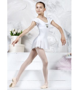 Купальник для танців Grand Prix CORALIE короткий рукав з хітоном 90%бавовна, 10%еластан 116см білий (BPL61FS)