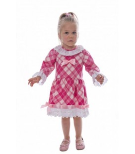 Плаття дитяче ДАЙС вовняне на довгий рукав з підкладкою рожеве в клітинку 00223008 ріст 86