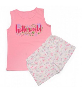 Піжама літня для дівчаток 'Hello world' Соня рожевий 6266 380201, 98 (3 роки)