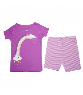 Піжама для дівчинки (1 шт) Carter's бузкова з кишнькою та веселкою футболка та шорти 1.5 роки (76-81см) 11,1-12,5кг 1056