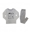 Піжама для дівчинки (1 шт) George сірого кольору з котиком, футболка з довгими рукавами та штани 5-6 років (110-116см) 2353