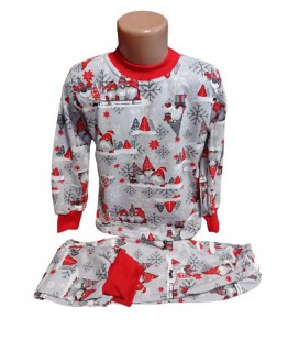 Дитяча утеплена піжама 'Новий рік' для дівчинки без бренду сіра 5-6 років 110-122см