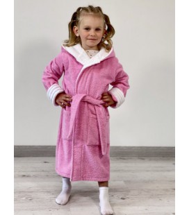 Дитячий махровий халат Tino Baby З капюшоном 134 см Рожевий (Х-04-1)