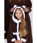 Махровий дитячий халат з капюшоном, 380 г/м2 коричневий+білий на 5 років (116 – 122 см)