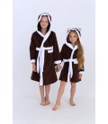 Махровий дитячий халат з капюшоном, 380 г/м2 коричневий+білий на 5 років (116 – 122 см)