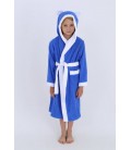 Махровий дитячий халат з капюшоном, 380 г/м2 синій+білий на 5 років (116 – 122 см)