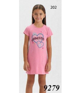 Дитяча ночнушка Baykar нічна сорочка сорчка для дівчинки з сердечками бавовна і еластан р 3 98 - 104 см рожева 9279-202