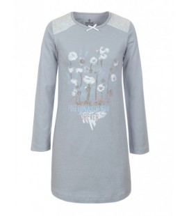 Дитяча ночнушка Baykar нічна сорочка сорчка для дівчинки з квітами бавовна і еластан р 8 128 - 134 см сіра 9395-512