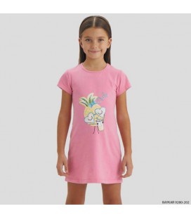 Дитяча ночнушка Baykar нічна сорочка сорчка для дівчинки з ананасом бавовна і еластан р 5 110 - 116 см рожева 9280-202