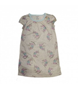 Нічна сорочка для дівчинки ( 1 шт ) Carter's сіренька з єдинорожками короткий рукав 2-3 роки (89-99 см) 1567