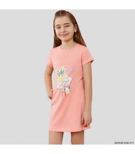 Дитяча ночнушка Baykar нічна сорочка сорчка для дівчинки з ананасом бавовна і еластан р 4 104 - 110 см персикова 9280-575