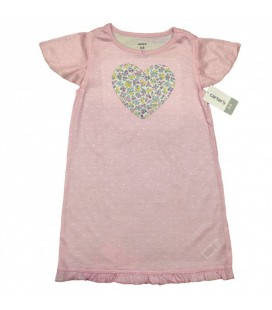 Нічна сорочка для дівчинки ( 1 шт ) Carter's рожева із сердечком короткий рукав 2-3 роки (88-98 см) 1523