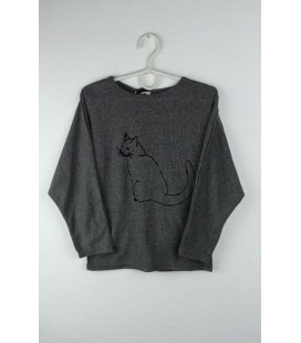 Кофта для дівчинки Mini Molly Франція Сірий (MMLK cat grey (5 years - 108-114 см))