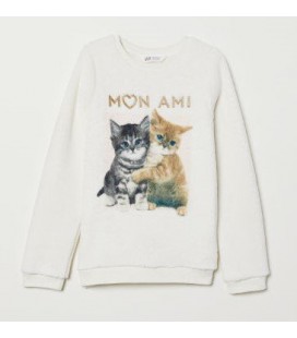 Светр меховушка H&M Mon Ami з кошенятами молочний 92