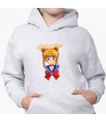 Дитячий худі Сейлор Мун (Sailor Moon) Світло-сірий меланж (9298-2915) 140 см