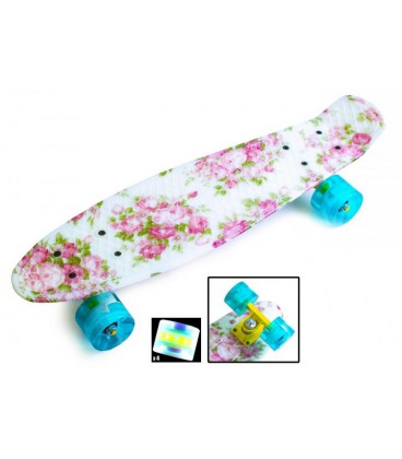 Скейт Penny board 'Flowers'. Світяться колеса PR07L