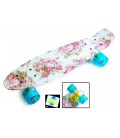 Скейт Penny board 'Flowers'. Світяться колеса PR07L