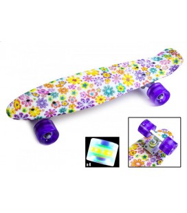 Скейт Penny Board 'Violet Flowers' Світяться колеса 1655323483